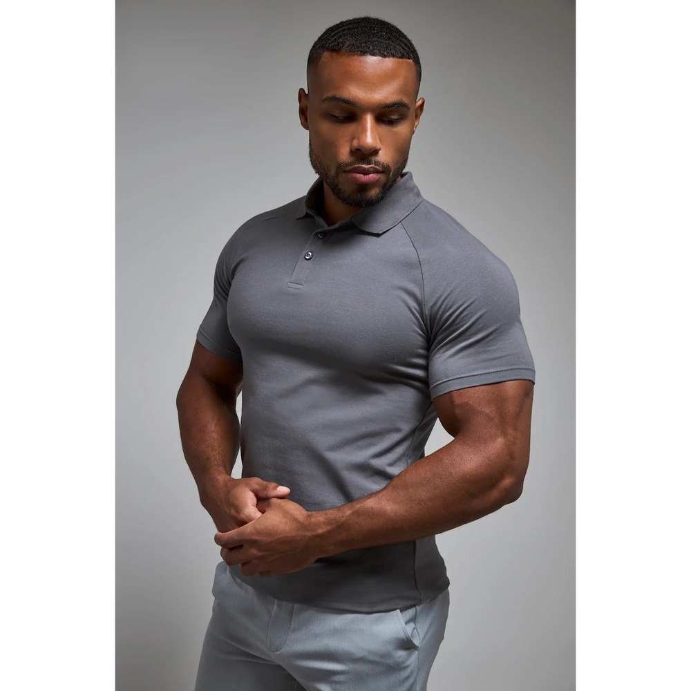 Tailored Athlete Men XXL Basic Polo Shirt Charcoal Grey Short Sleeve Stretch